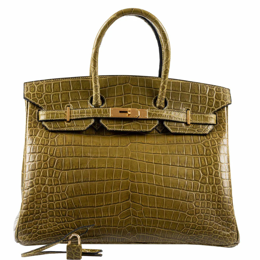 BIRKIN 35 MATTE VERT VERONESE POROSUS CROCODILE GOLD HARDWARE