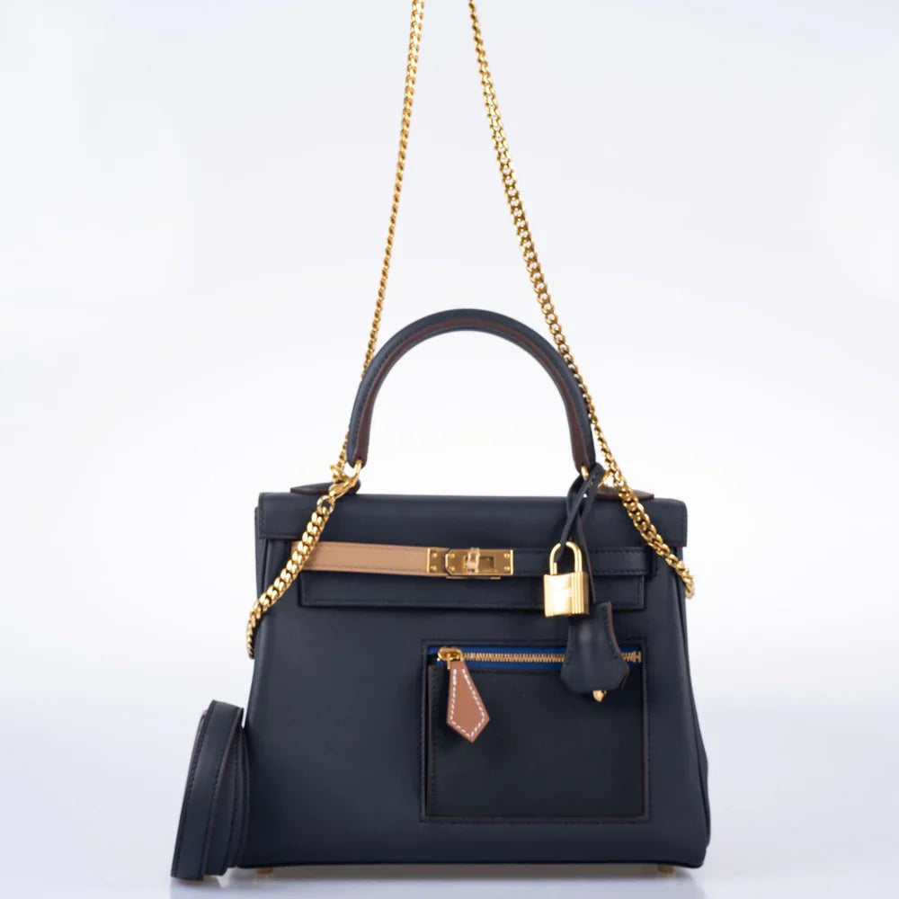 COLORMATIC KELLY 25 RETOURNE BLEU NUIT GOLD HARDWARE