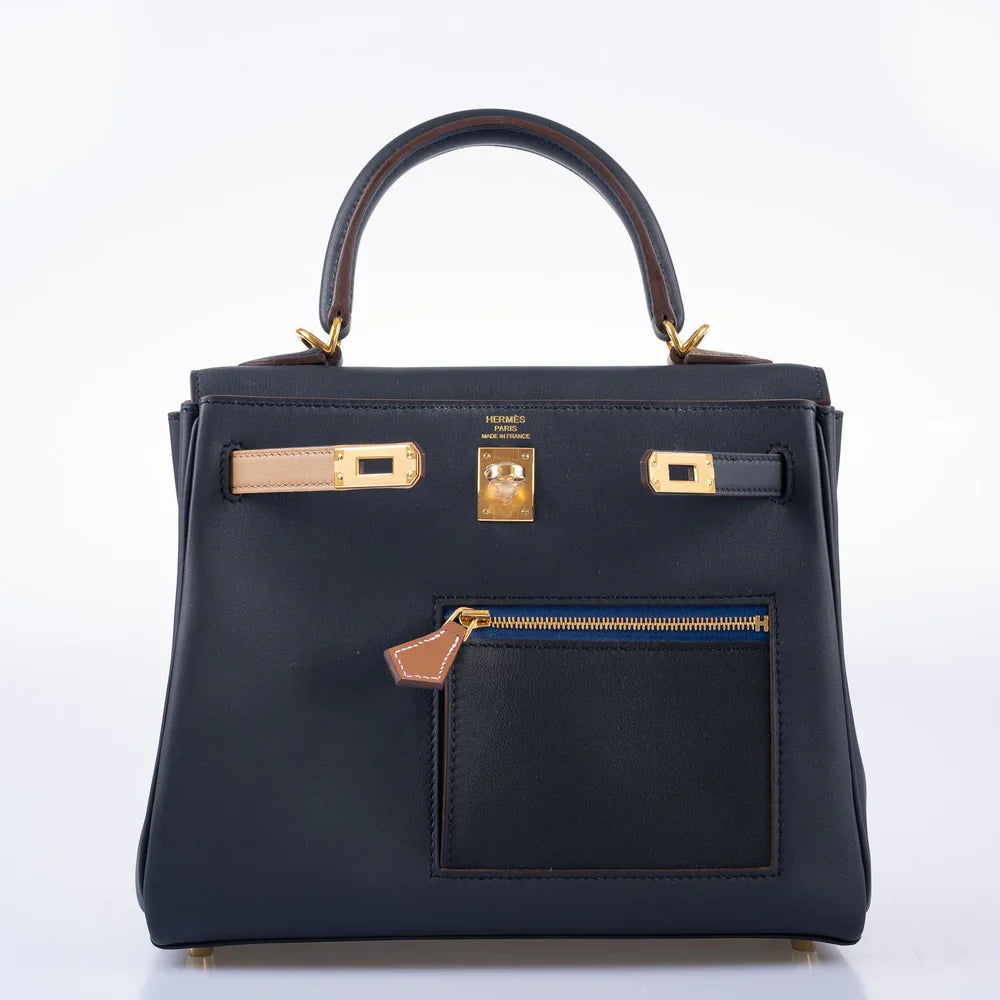 COLORMATIC KELLY 25 RETOURNE BLEU NUIT GOLD HARDWARE