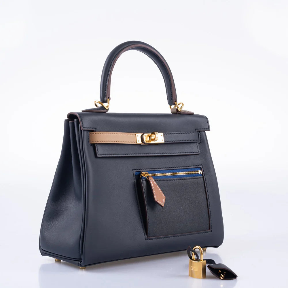 COLORMATIC KELLY 25 RETOURNE BLEU NUIT GOLD HARDWARE