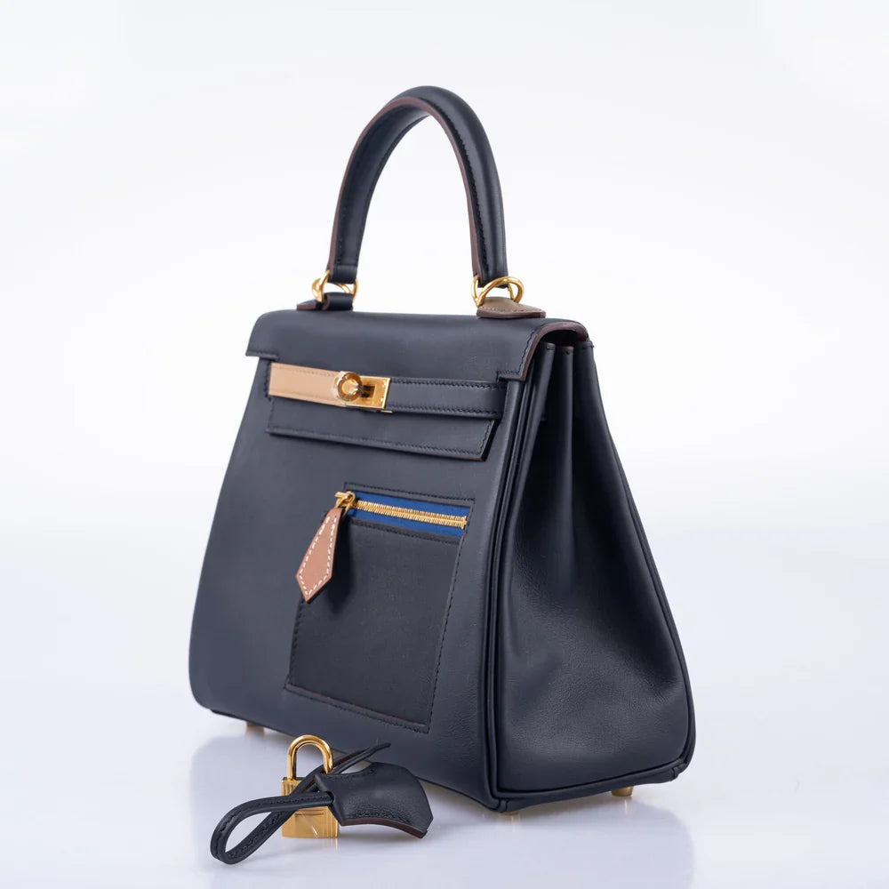 COLORMATIC KELLY 25 RETOURNE BLEU NUIT GOLD HARDWARE