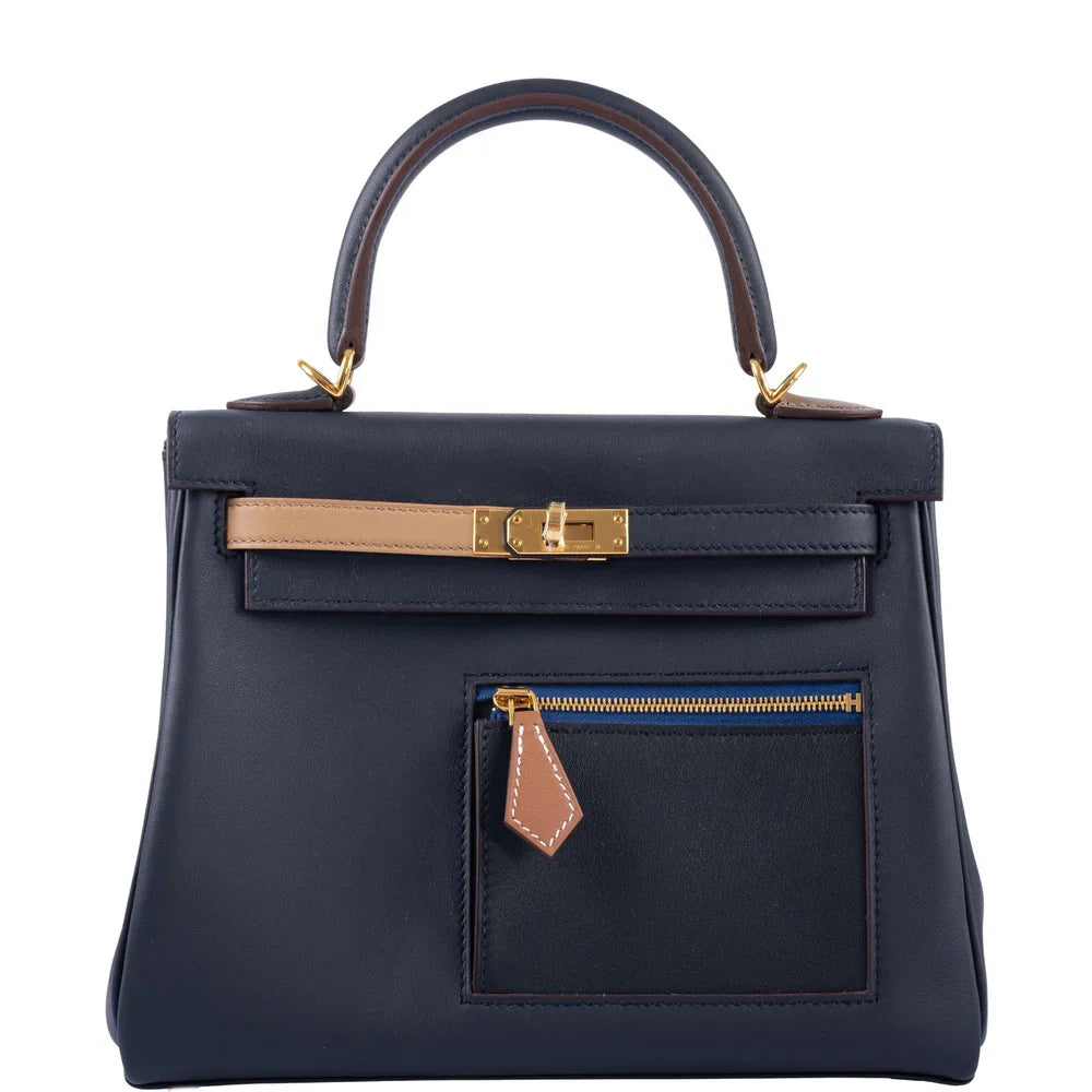 COLORMATIC KELLY 25 RETOURNE BLEU NUIT GOLD HARDWARE