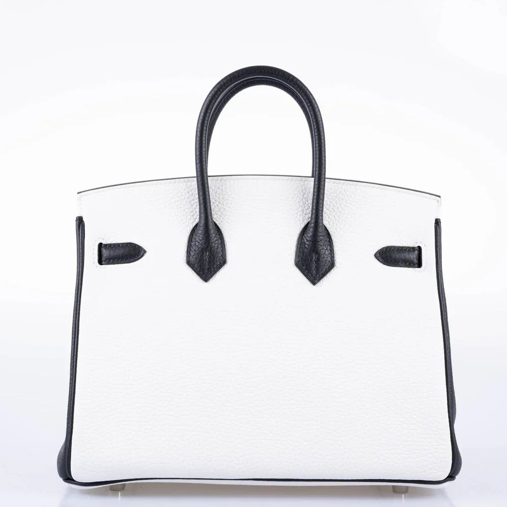 HSS BIRKIN 25 BLACK AND WHITE TOGO WITH PALLADIUM HARDWARE