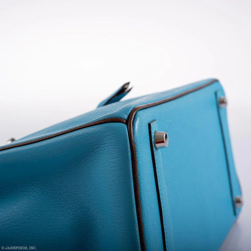 HSS BIRKIN 30 BLEU AZTEC AND HAVANE CHEVRE PALLADIUM HARDWARE