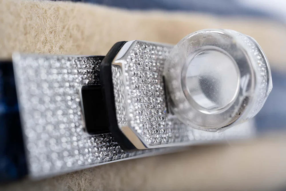 KELLY 20 MINI II SELLIER BLUE SAPPHIRE POROSUS CROCODILE WHITE GOLD HARDWARE WITH DIAMONDS