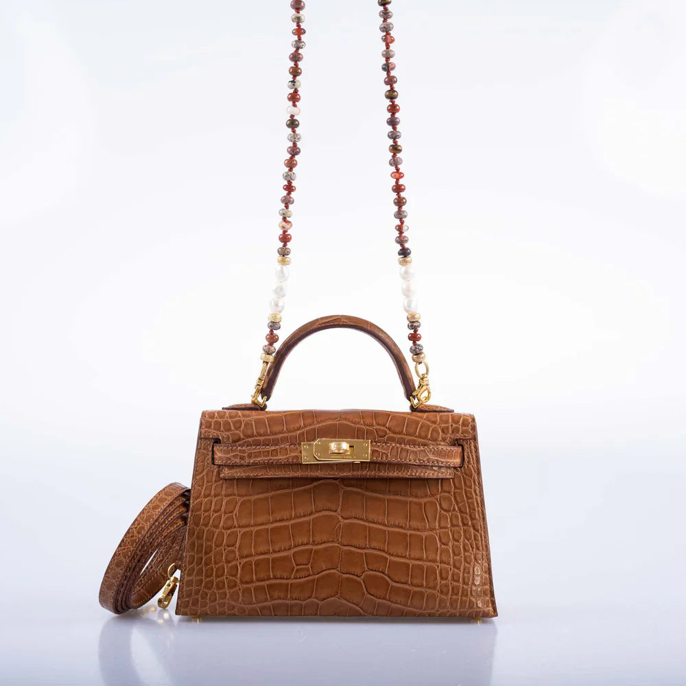 KELLY 20 MINI II SELLIER GOLD MATTE ALLIGATOR WITH GOLD HARDWARE