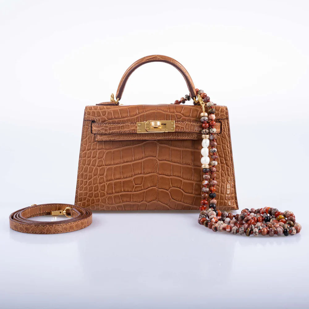 KELLY 20 MINI II SELLIER GOLD MATTE ALLIGATOR WITH GOLD HARDWARE