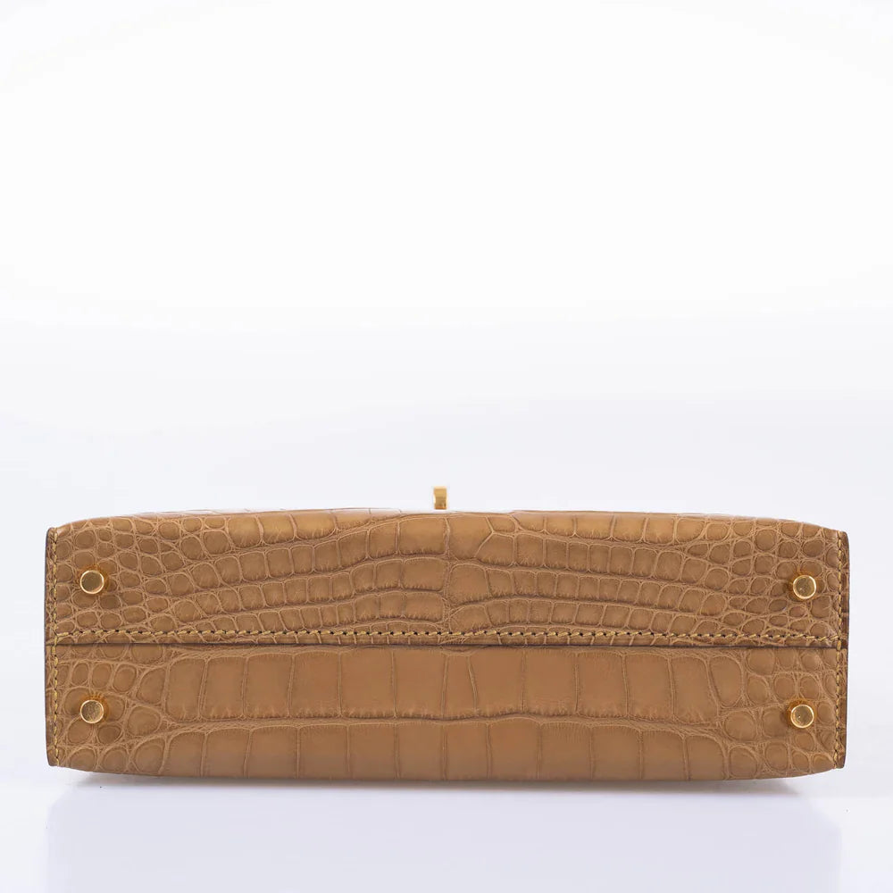 KELLY 20 MINI II SELLIER KRAFT MATTE ALLIGATOR WITH GOLD HARDWARE