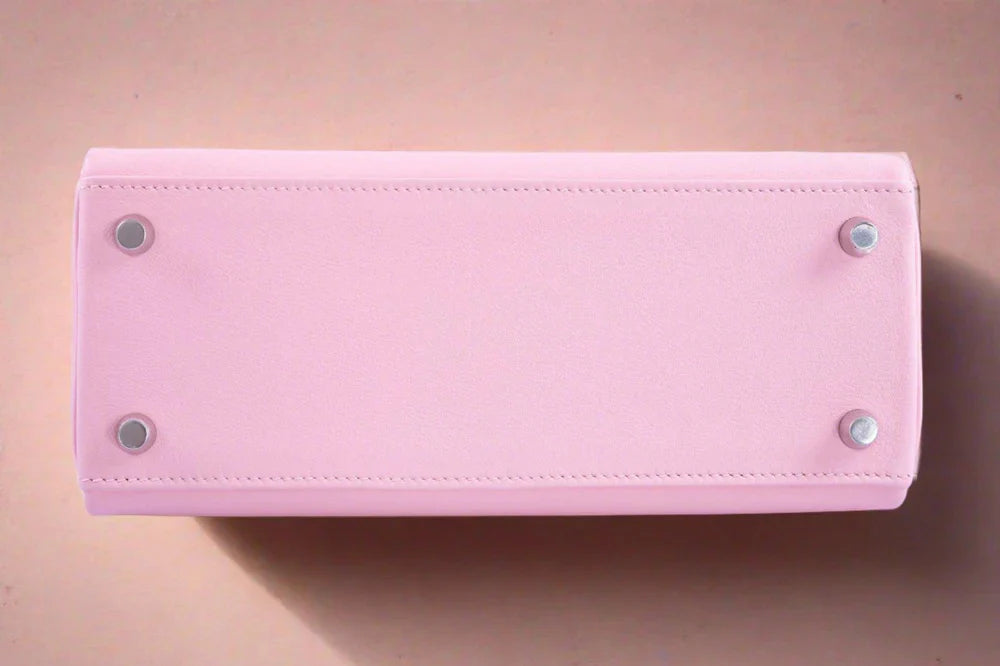 KELLY 25 RETOURNE ROSE SAKURA SWIFT LEATHER PALLADIUM HARDWARE