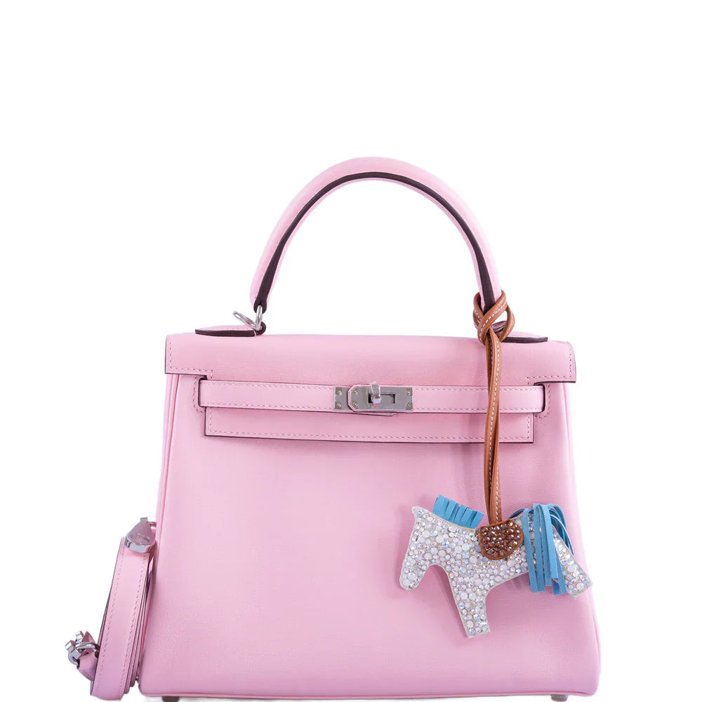 KELLY 25 RETOURNE ROSE SAKURA SWIFT LEATHER PALLADIUM HARDWARE