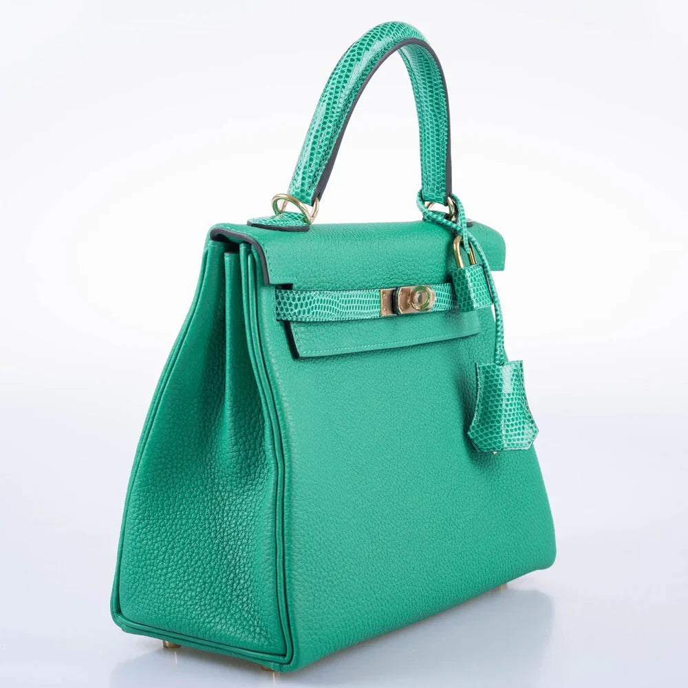 KELLY 25 RETOURNE TOUCH MENTHE TOGO AND LIZARD GOLD HARDWARE