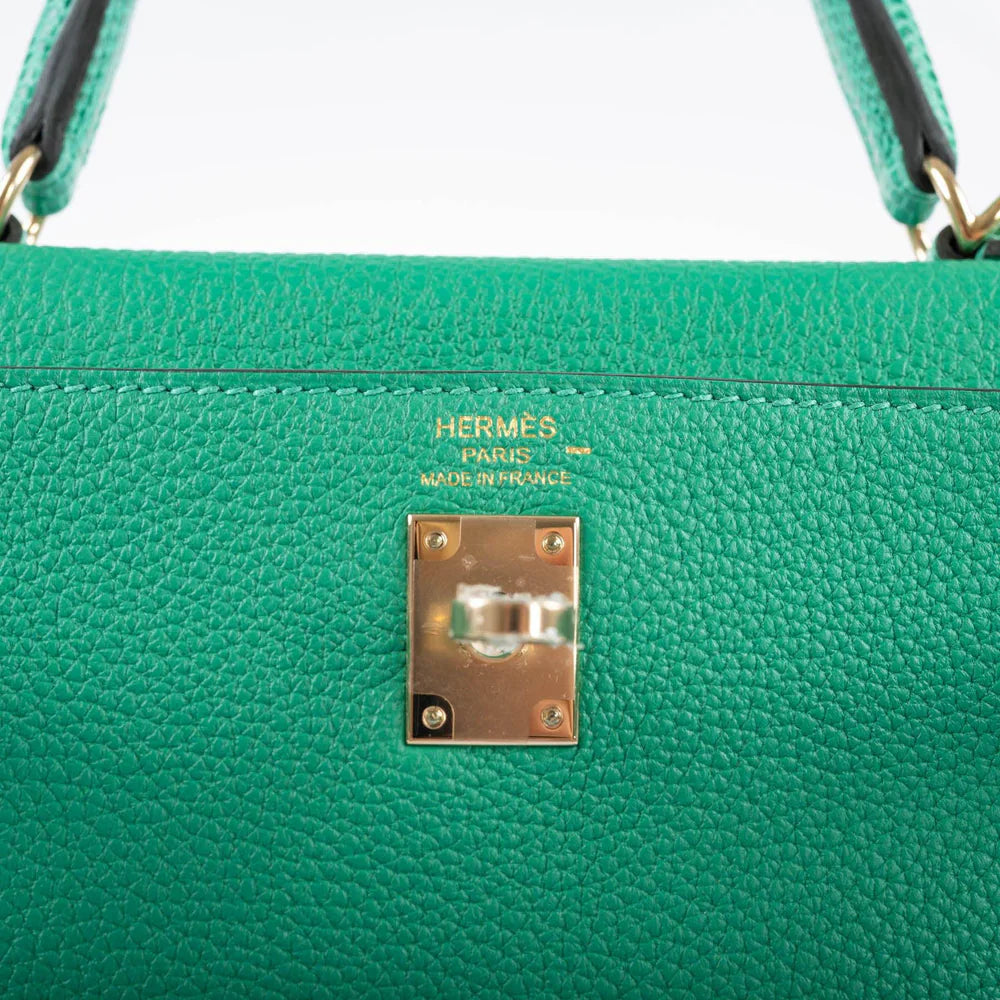 KELLY 25 RETOURNE TOUCH MENTHE TOGO AND LIZARD GOLD HARDWARE