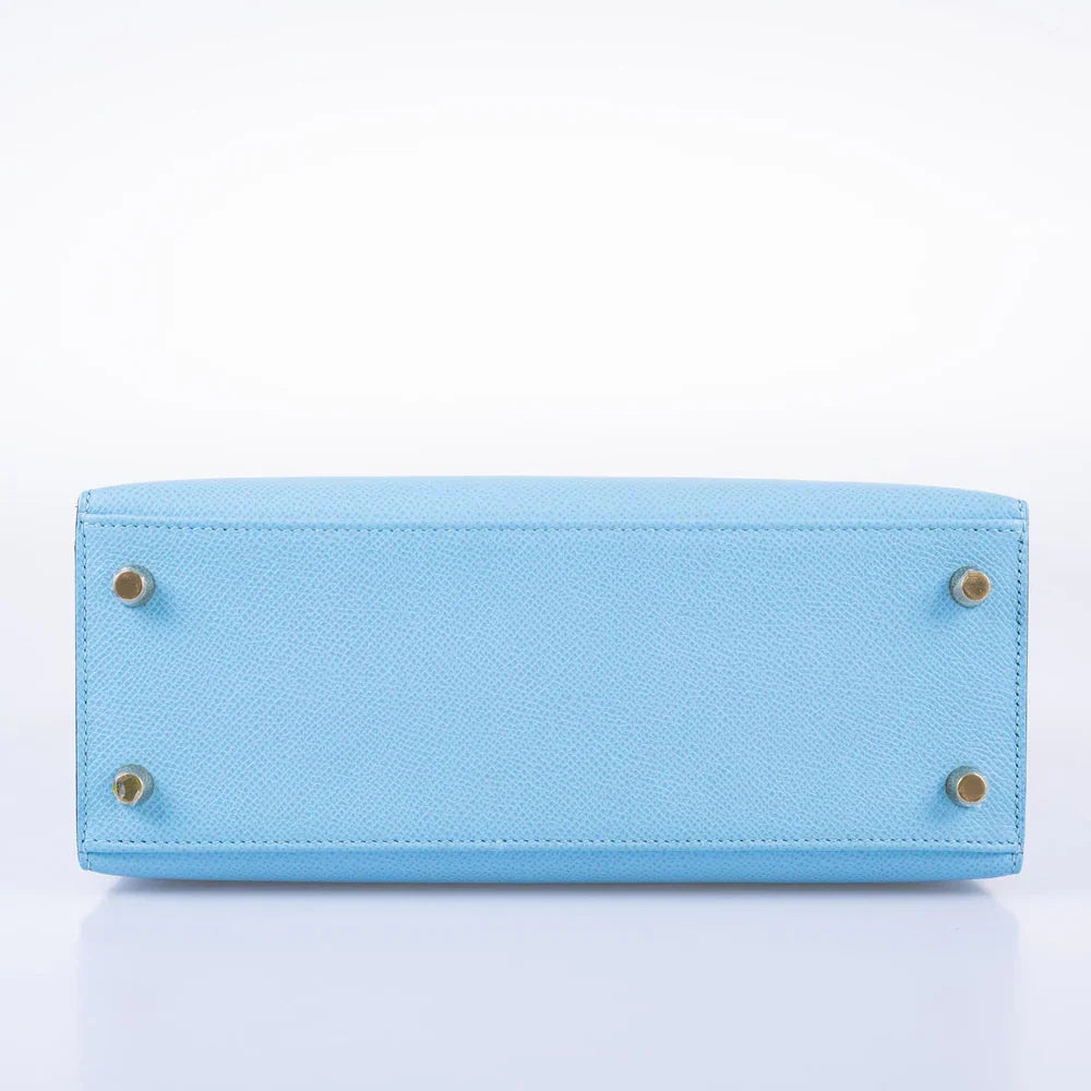 KELLY 25 SELLIER BLUE CELESTE EPSOM GOLD HARDWARE