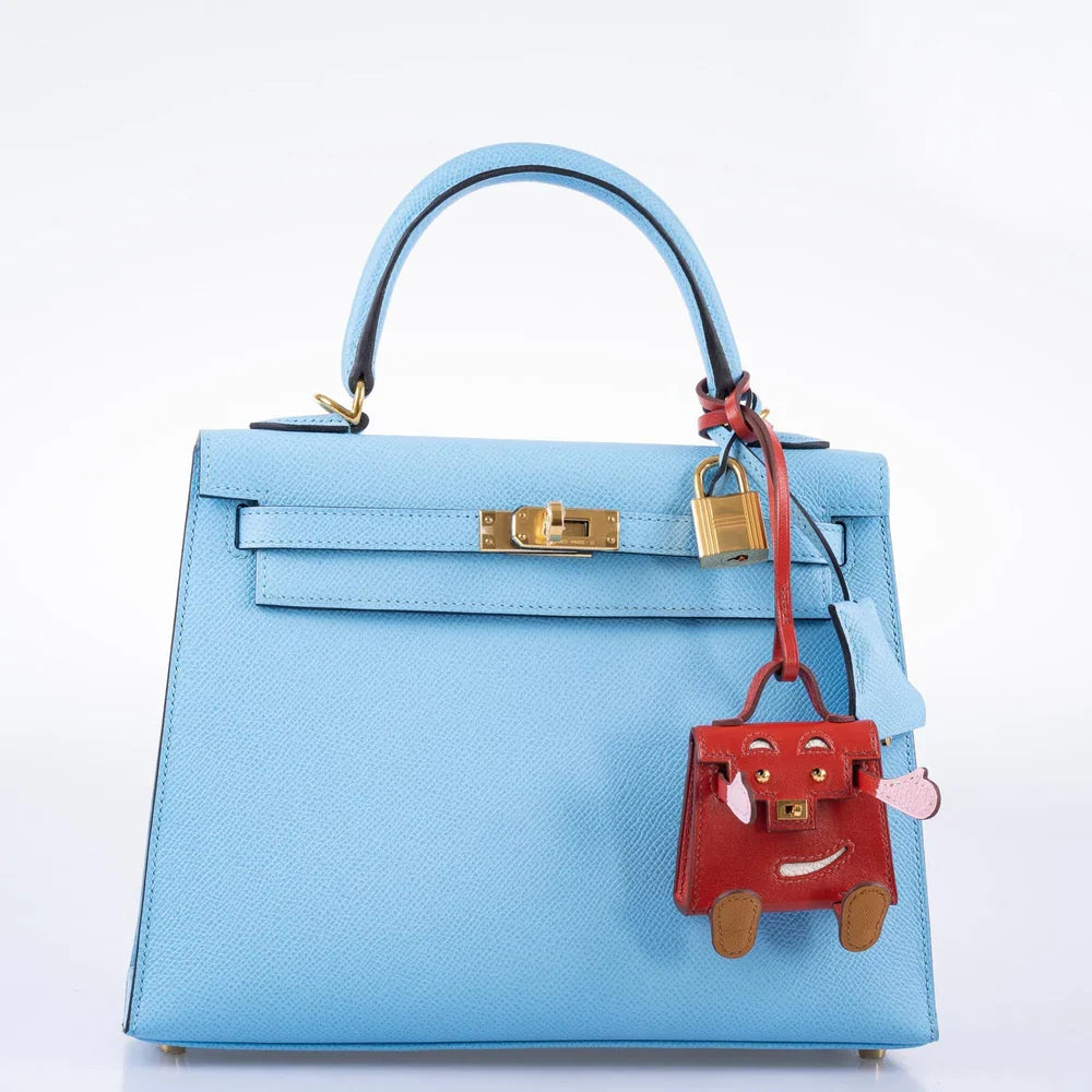 KELLY 25 SELLIER BLUE CELESTE EPSOM GOLD HARDWARE