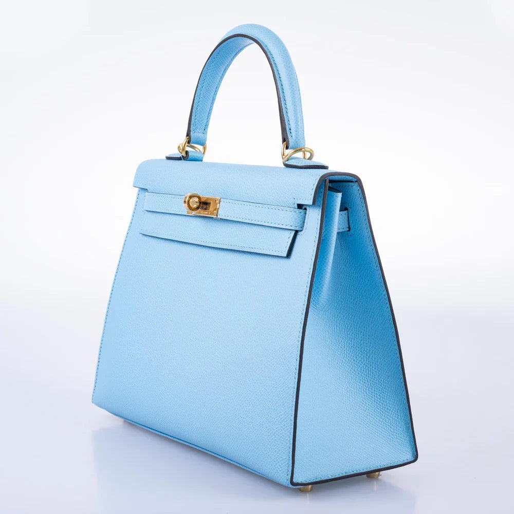 KELLY 25 SELLIER BLUE CELESTE EPSOM GOLD HARDWARE