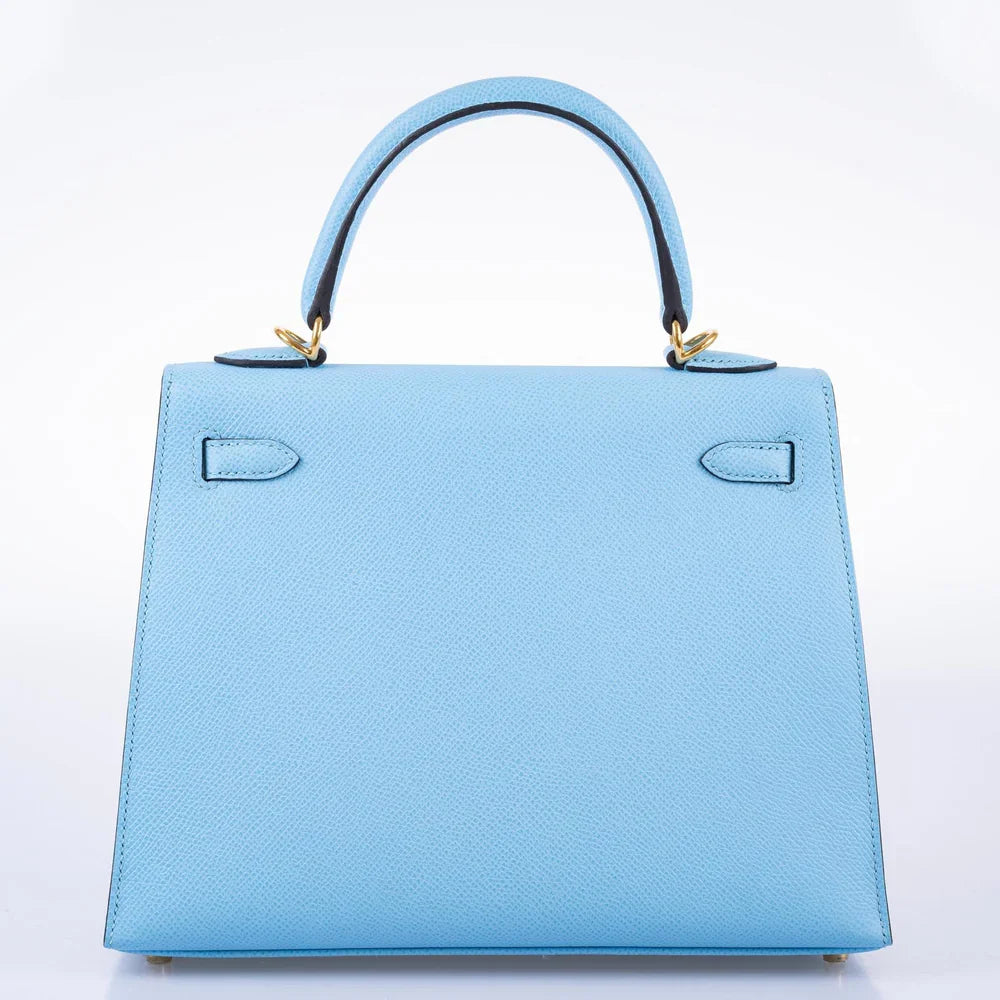 KELLY 25 SELLIER BLUE CELESTE EPSOM GOLD HARDWARE