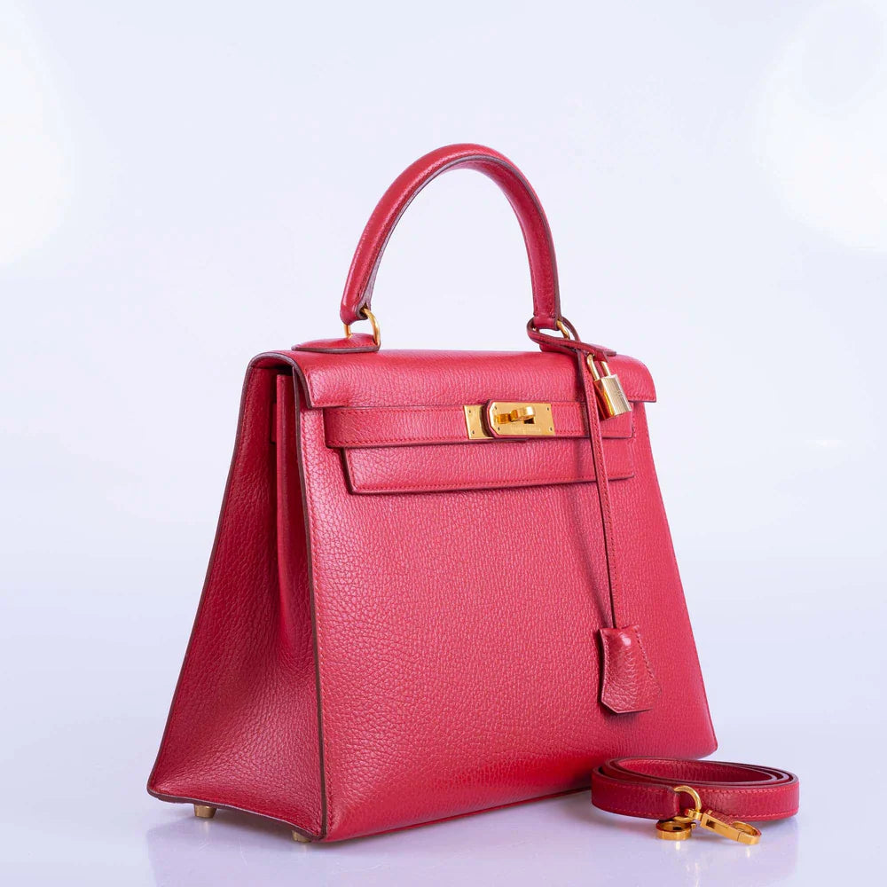 KELLY 28 ROUGE VIF ARDENNE WITH GOLD HARDWARE