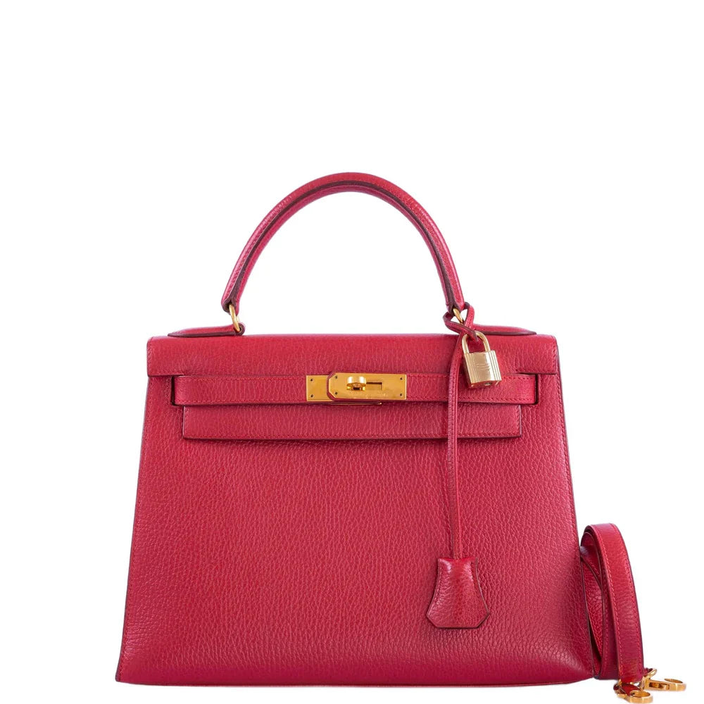 KELLY 28 ROUGE VIF ARDENNE WITH GOLD HARDWARE