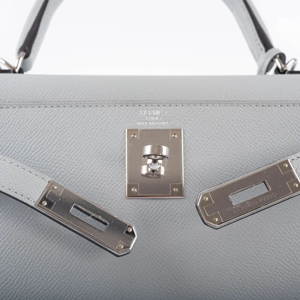 KELLY 28 SELLIER BLUE GLACIER EPSOM PALLADIUM HARDWARE
