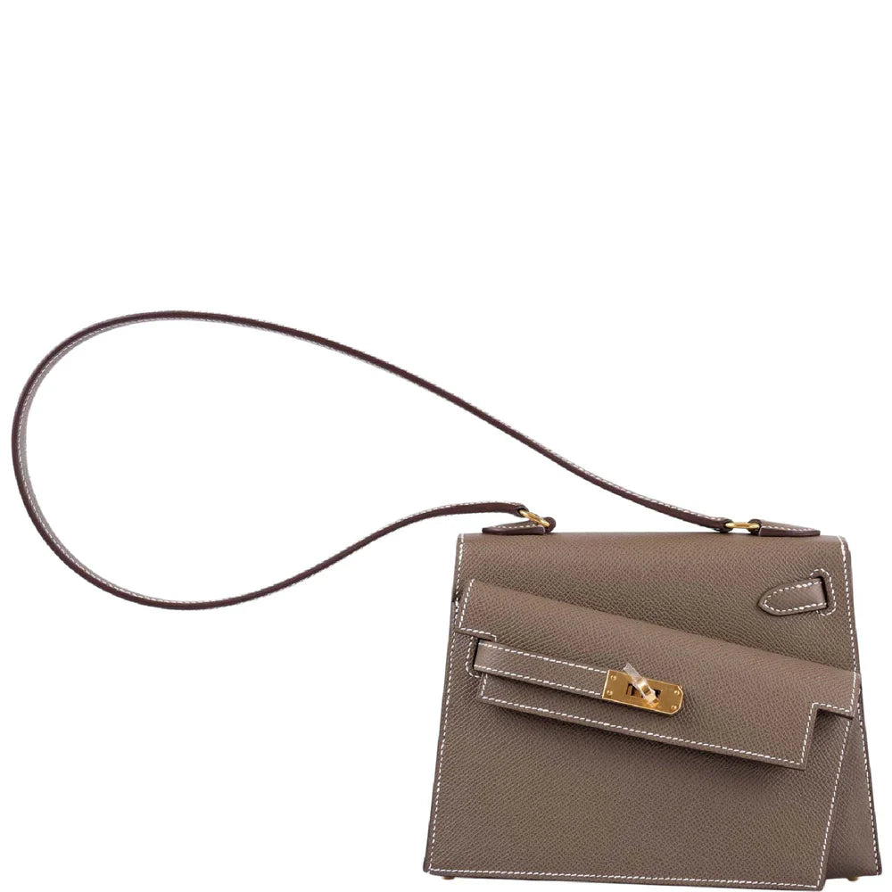 KELLY II SELLIER EN DÉSORDRE 20 ETOUPE EPSOM GOLD HARDWARE