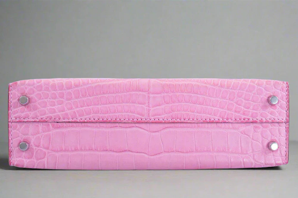 KELLY MINI 20 SELLIER BUBBLEGUM 5P PINK MATTE ALLIGATOR PALLADIUM HARDWARE