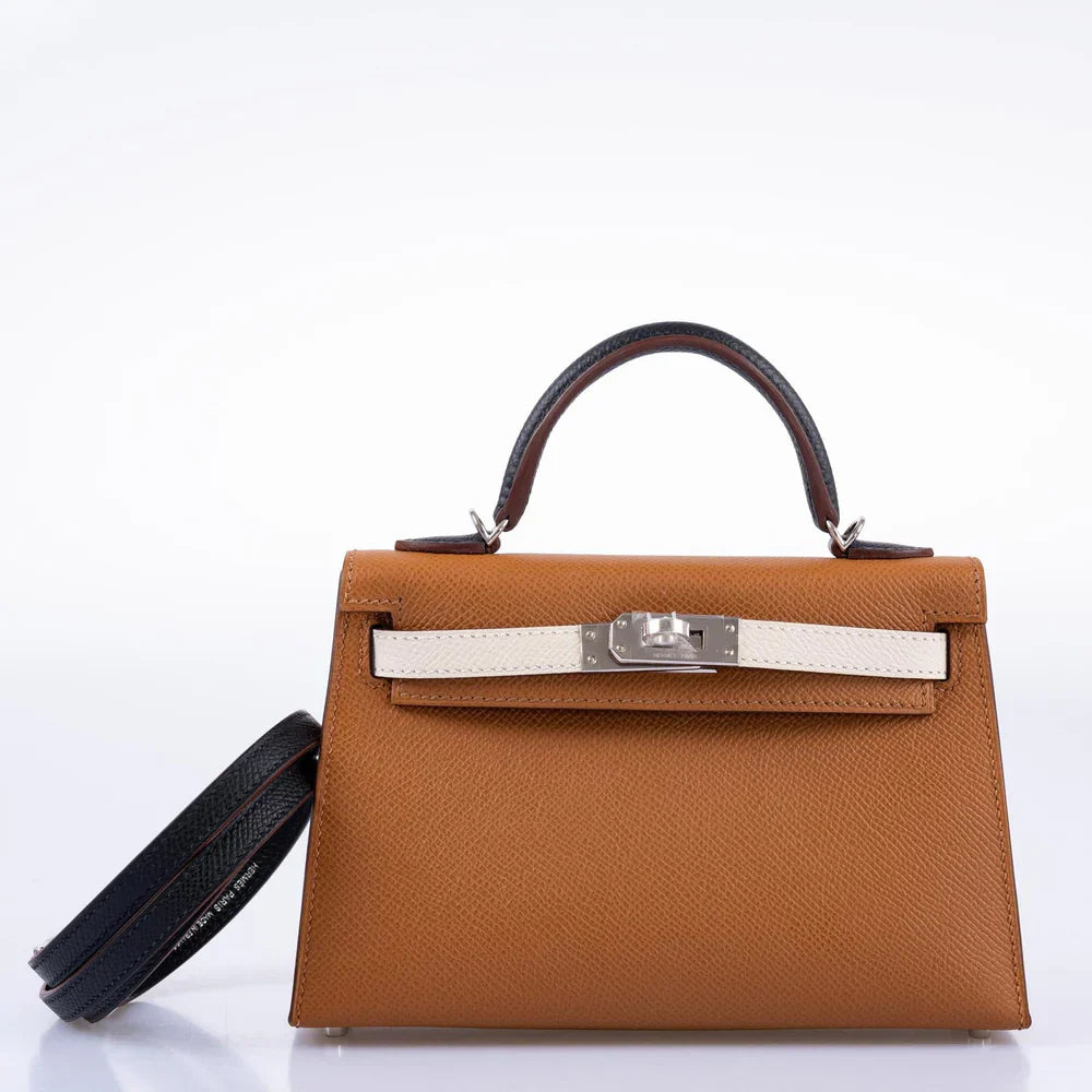 TRICOLOR MINI KELLY 20 GOLD, NATA, AND BLACK EPSOM PALLADIUM HARDWARE