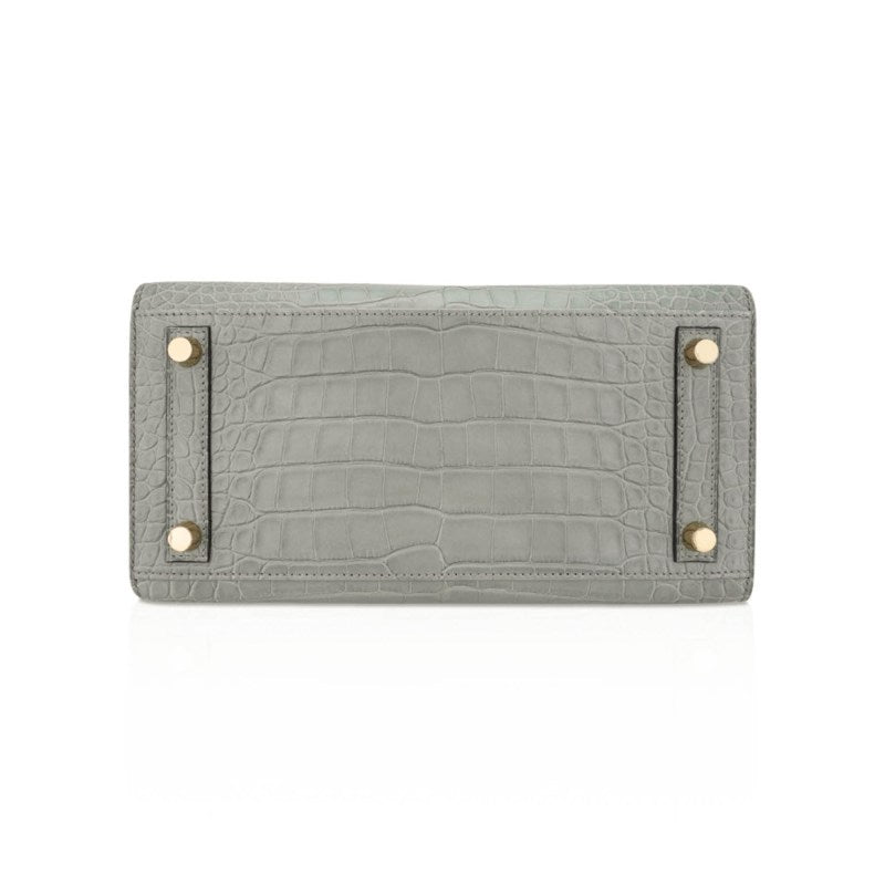 Birkin 25 Bag Gris Ciment Matte Alligator with Gold Hardware